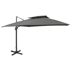 vidaXL Gembinis skėtis su dvigubu vir&scaron;umi, antracito, 300x300cm