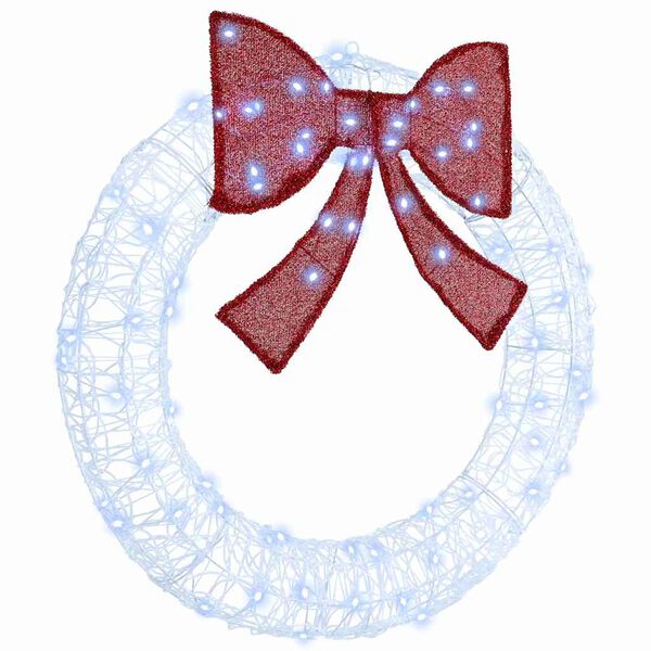 vidaXL Vainikas su 80 LED &Scaron;alta balta 92 x 9.5 x 92 cm Akrilas