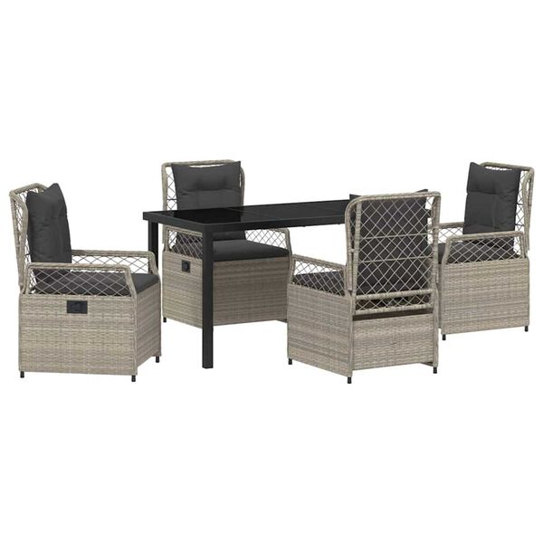 vidaXL Sodo valgomojo komplektas 5 pcs &Scaron;viesiai pilka poliratanas