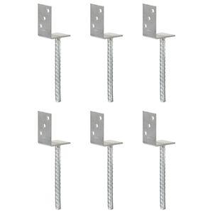 vidaXL Tvoros stulpai, 6vnt., sidabrinės spalvos, 8x6x30cm, plienas
