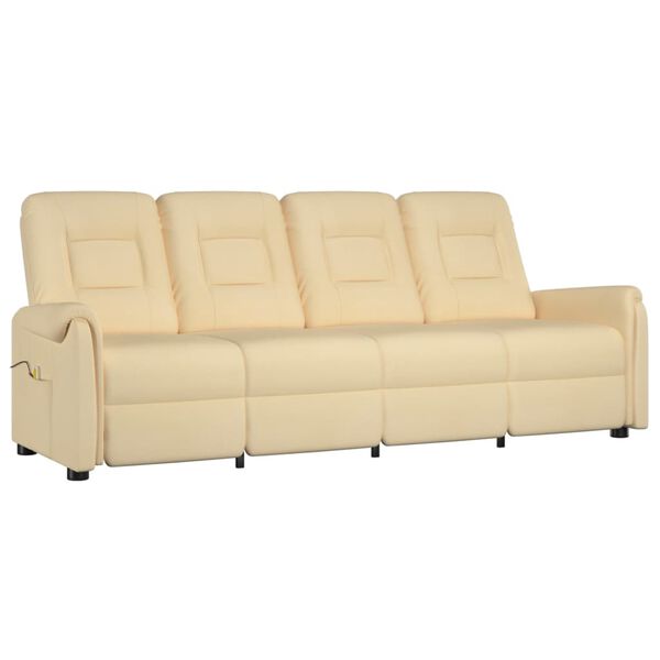 vidaXL Keturvietis atlošiamas masažinis krėslas, kreminis, audinys