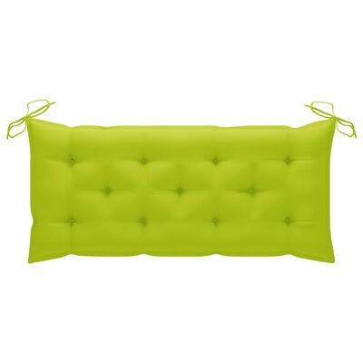 vidaXL Supamas suoliukas su šviesiai žalia pagalvėle, 120cm, tikmedis