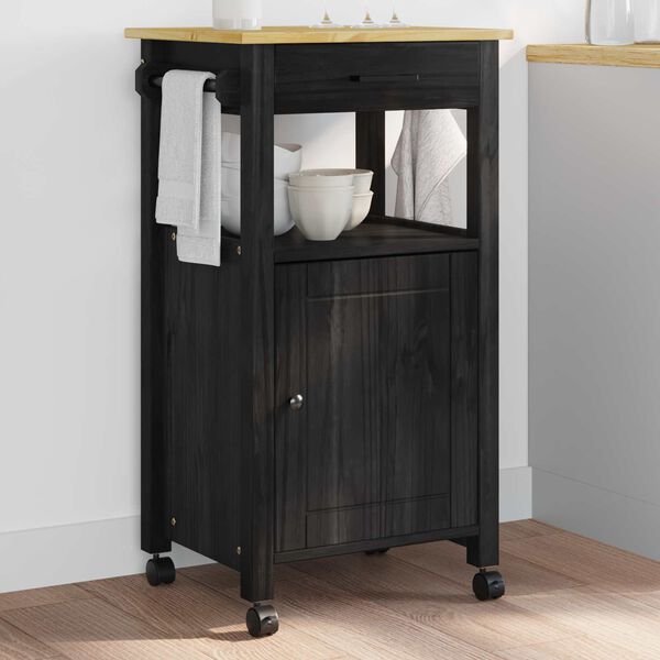 vidaXL Virtuvės vežimėlis Paprastas Juoda