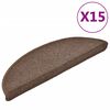 vidaXL Laiptų kilimėliai, 15 vnt., 56x17x3 cm, kavos rudos spalvos, pusapvaliai