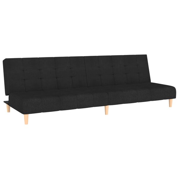 vidaXL Dvivietė sofa-lova, juodos spalvos, audinys