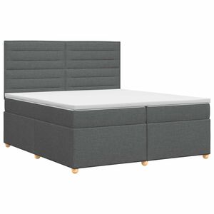 vidaXL Spyruoklinė lova su čiužiniu Tamsiai pilka 200 x 200 cm Audinys