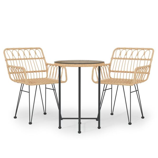 vidaXL Sodo valgomojo baldų komplektas, 3 dalių, poliratanas