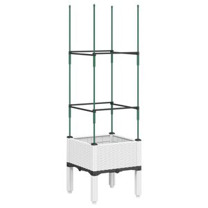 vidaXL Sodo lovelis su treliažu, baltos spalvos, 40x40x142,5cm, PP