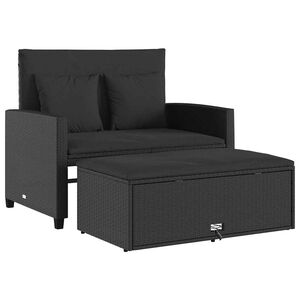 vidaXL Dvivietė sodo sofa su pagalvėlėmis, juodos spalvos, poliratanas