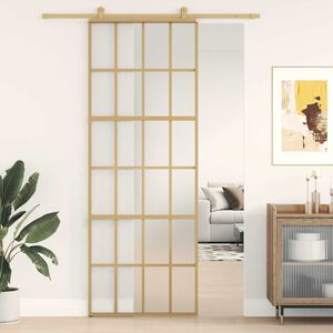 vidaXL Stumdomos durys, auksinės, 76x205cm, ESG stiklas ir aliuminis