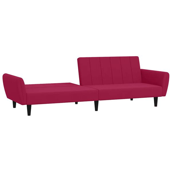 vidaXL Dvivietė sofa-lova, raudonojo vyno spalvos, aksomas