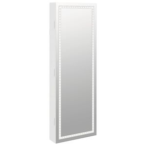 vidaXL Veidrodinė papuo&scaron;alų spintelė su LED ap&scaron;vietimu, baltos spalvos
