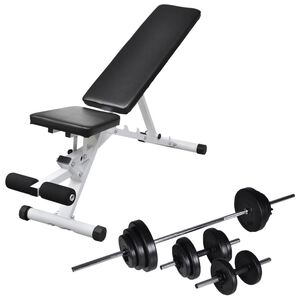 vidaXL Treniruočių suoliukas su &scaron;tanga ir hantelių rinkiniu, 30,5kg