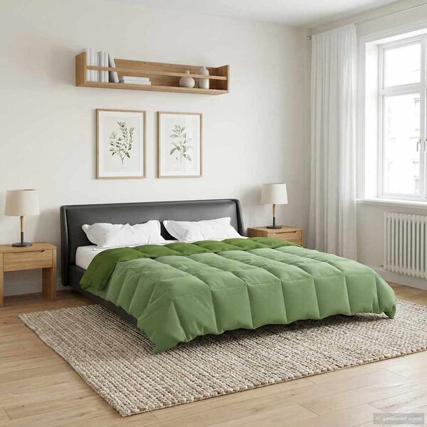 vidaXL Pilna metų antklodė Tik&scaron;tas Žalia 200 x 240 cm Mikropluo&scaron;tas