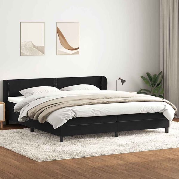 vidaXL Box Spring Lova su čiužiniais Juoda 180x210 cm aksomas