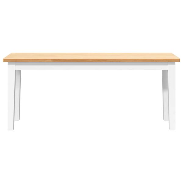 vidaXL Suoliukas 110 cm Balta medžio masyvo guma