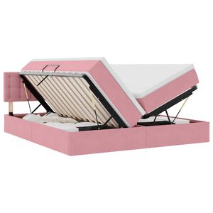 vidaXL LED saugojimo lova su čiužiniu Rožinė 180 x 200 cm Aksomas