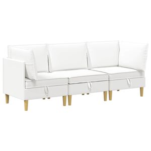 vidaXL Modulinė sofa su laikymo vieta 3 vnt. Balta Audinys