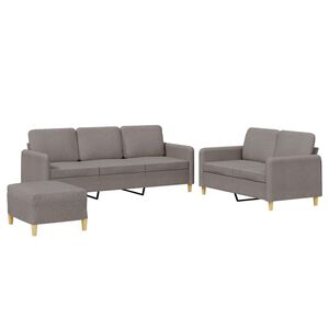 vidaXL Sofos komplektas su pagalvėlėmis, 3 dalių, taupe, audinys
