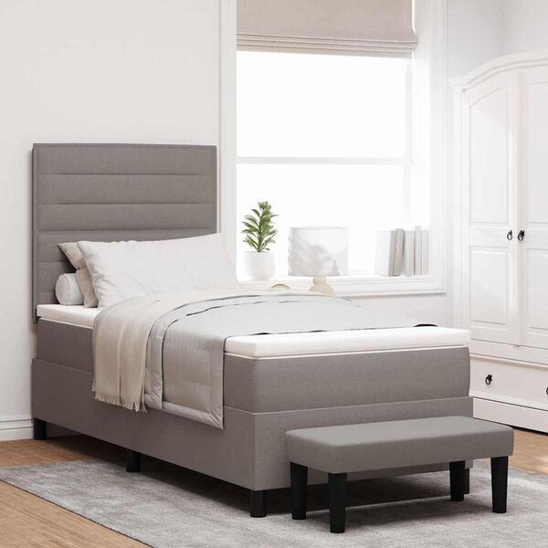 vidaXL Kiemas lova su čiužiniu Taupe 100 x 200 cm audinys