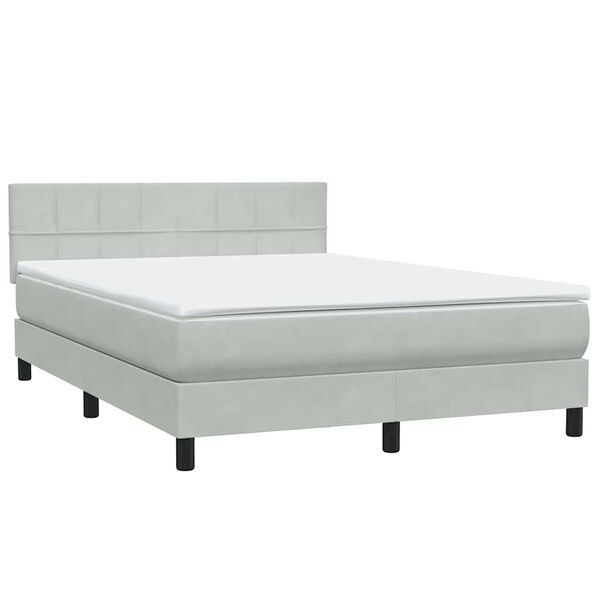 vidaXL Box Spring Lova su čiužiniu &Scaron;viesiai pilka 140x220 cm Velvet