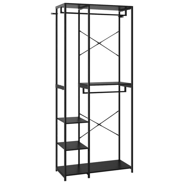 vidaXL Drabužių spinta, juodos spalvos, 90x40x213cm, metalas ir MDP