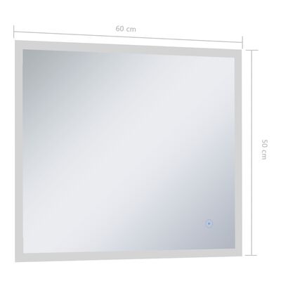 vidaXL Sieninis vonios kambario veidrodis su LED ir jutikliu, 60x50cm
