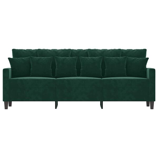 vidaXL Trivietė sofa, tamsiai žalios spalvos, 180cm, aksomas
