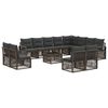 vidaXL Sodo Sofų Rinkinys 13 vnt. Pilka poliratanas