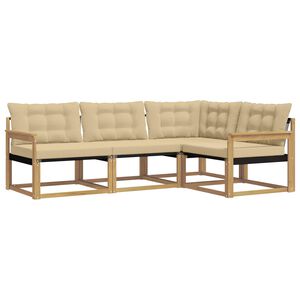 vidaXL Lauko sofos komplektas su pagalve 4 pcs Balta ir kreminė
