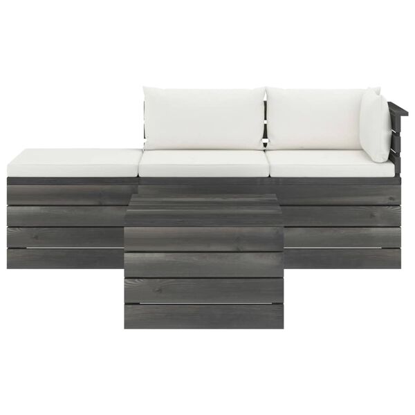 vidaXL Sodo komplektas i&scaron; palečių su pagalvėlėmis, 4 dalių, pu&scaron;is