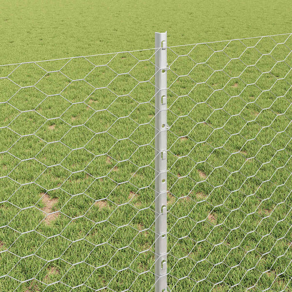 vidaXL Tvora su stulpais Sidabro 1 x 50 m Plienas