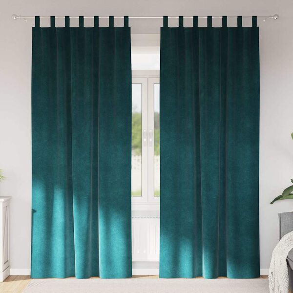 vidaXL Užtemdymo užuolaidos 2 pcs Tamsiai žalia 140 x 225 cm Aksomas