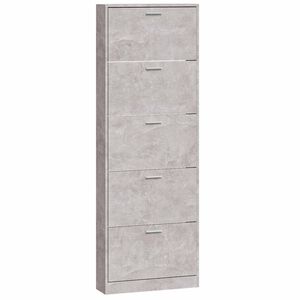 vidaXL Spintelė batams, betono pilka, 59x17x169cm, apdirbta mediena
