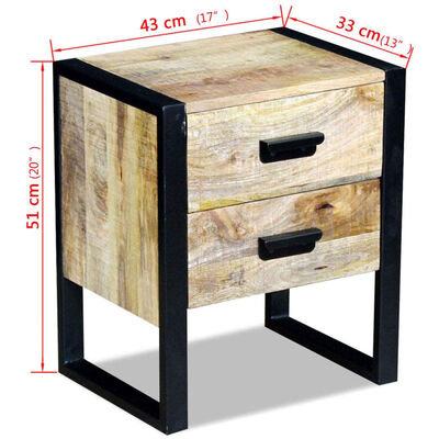 vidaXL Staliukas su 2 stalčiais, mango mediena, 43x33x51 cm
