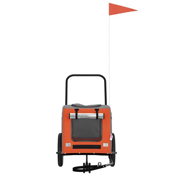 vidaXL Dviračio priekaba gyvūnams Oranžinė ir pilka 125 x 53 x 54 cm