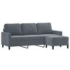 vidaXL Trivietė sofa su pakoja, tamsiai pilkos spalvos, 180cm, aksomas