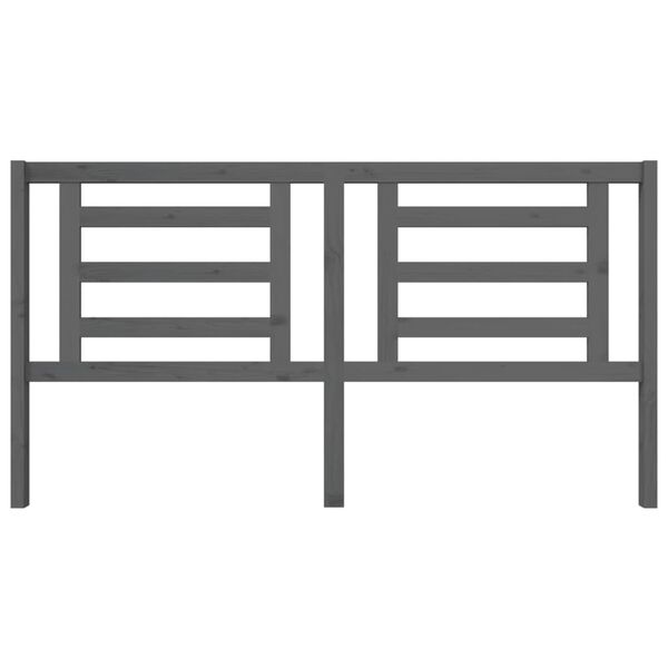 vidaXL Lovos galvūgalis, pilkas, 186x4x100cm, pu&scaron;ies medienos masyvas