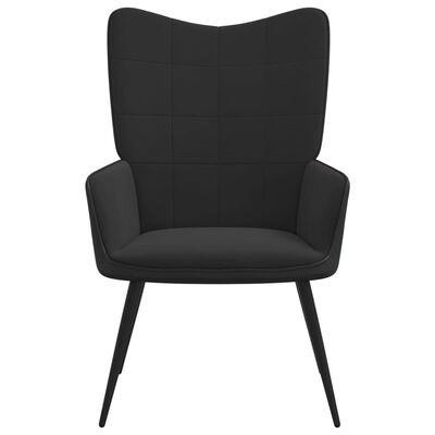 vidaXL Poilsio kėdė, juodos spalvos, aksomas ir PVC