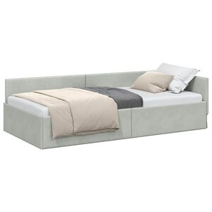 vidaXL Kampinė lovos konstrukcija &Scaron;viesiai pilka 80 cm x 200 cm