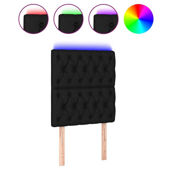 vidaXL Galvūgalis su LED, juodos spalvos, 80x7x118/128cm, audinys