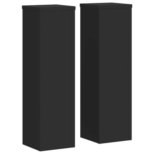 vidaXL Stovai augalams, 2vnt., juodi, 17x17x60cm, apdirbta mediena