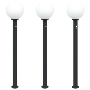 vidaXL Stulpeliniai &scaron;viestuvai su jutikliu, 3 vnt., 120 cm, juodi, IP44