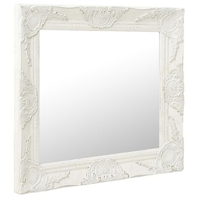 vidaXL Sieninis veidrodis, baltas, 50x50cm, barokinis stilius