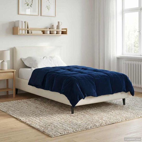 vidaXL Pilna metų antklodė Tamsiai mėlyna 155 x 220 cm Mikropluo&scaron;tas