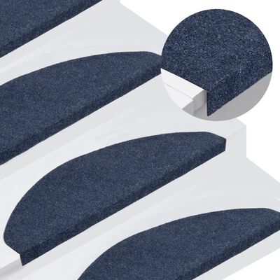 vidaXL Lipnūs laiptų kilimėliai, 15vnt., mėlynos, 65x22,5x3,5cm