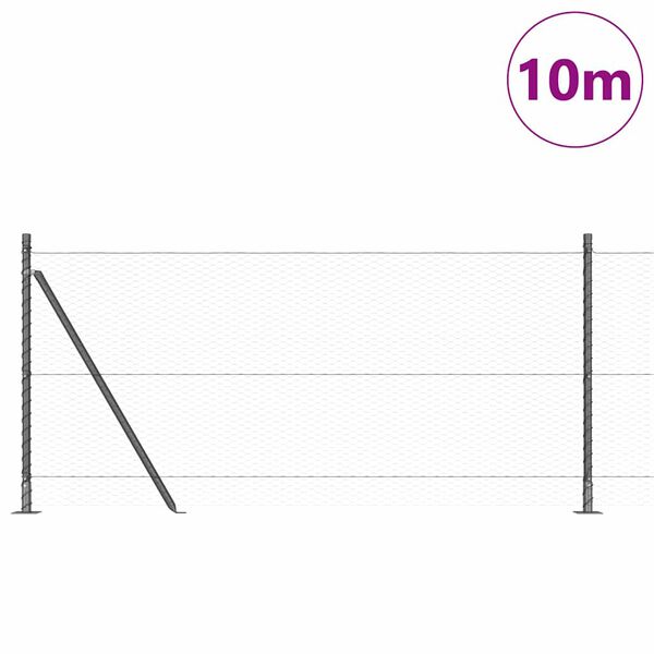 vidaXL Tvora su stulpais Pilka 1 x 10 m PVC dengtas plienas