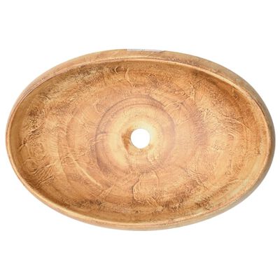 vidaXL Praustuvas ant stalviršio, rudas, 59x40x15cm, keramika, ovalus