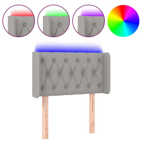 vidaXL Galvūgalis su LED, &scaron;viesiai pilkas, 83x16x78/88cm, audinys