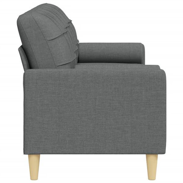 vidaXL Trivietė sofa su pagalvėlėmis, tamsiai pilka, 210cm, audinys